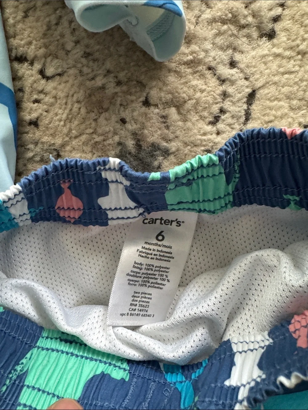 Carter’s Boys Swim Trunks Swim Onesie Sharks Shakes Blue 6 months Bundle Lot